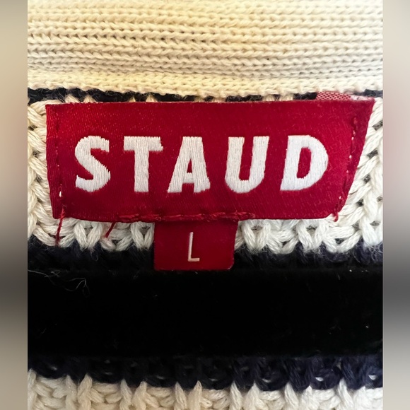 STAUD Navy and Cream V-Neck Sweater - Picture 7 of 8